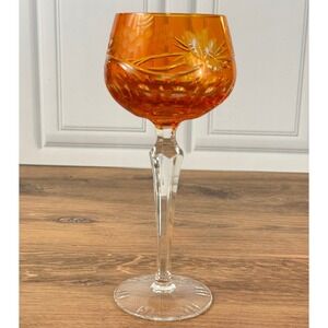 Vintage Lausitzer Amber Hock Wine Glass LA5 (Non‎ Cut Stem) 8" Tall EUC